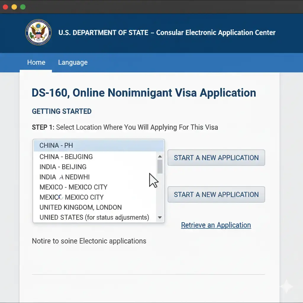 How to Start the DS-160 Online